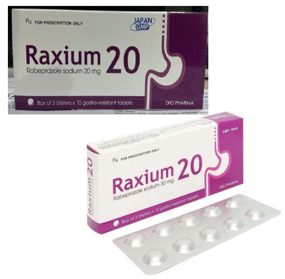 Raxium Rabeprazole 20mg hộp 3 vỉ x 10 viên nén Hậu Giang