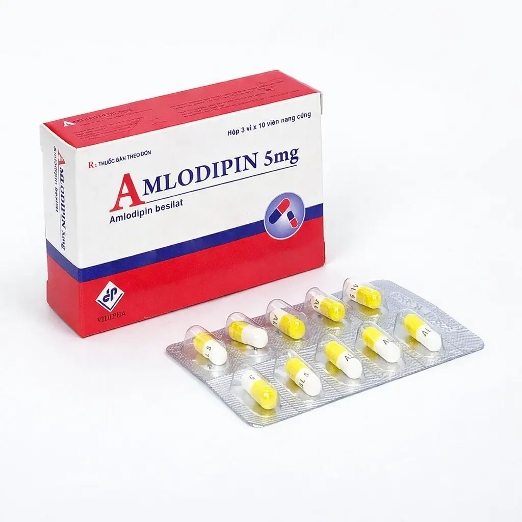 Amlodipin 5mg hộp 3 vỉ x 10 viên nang Vidipha