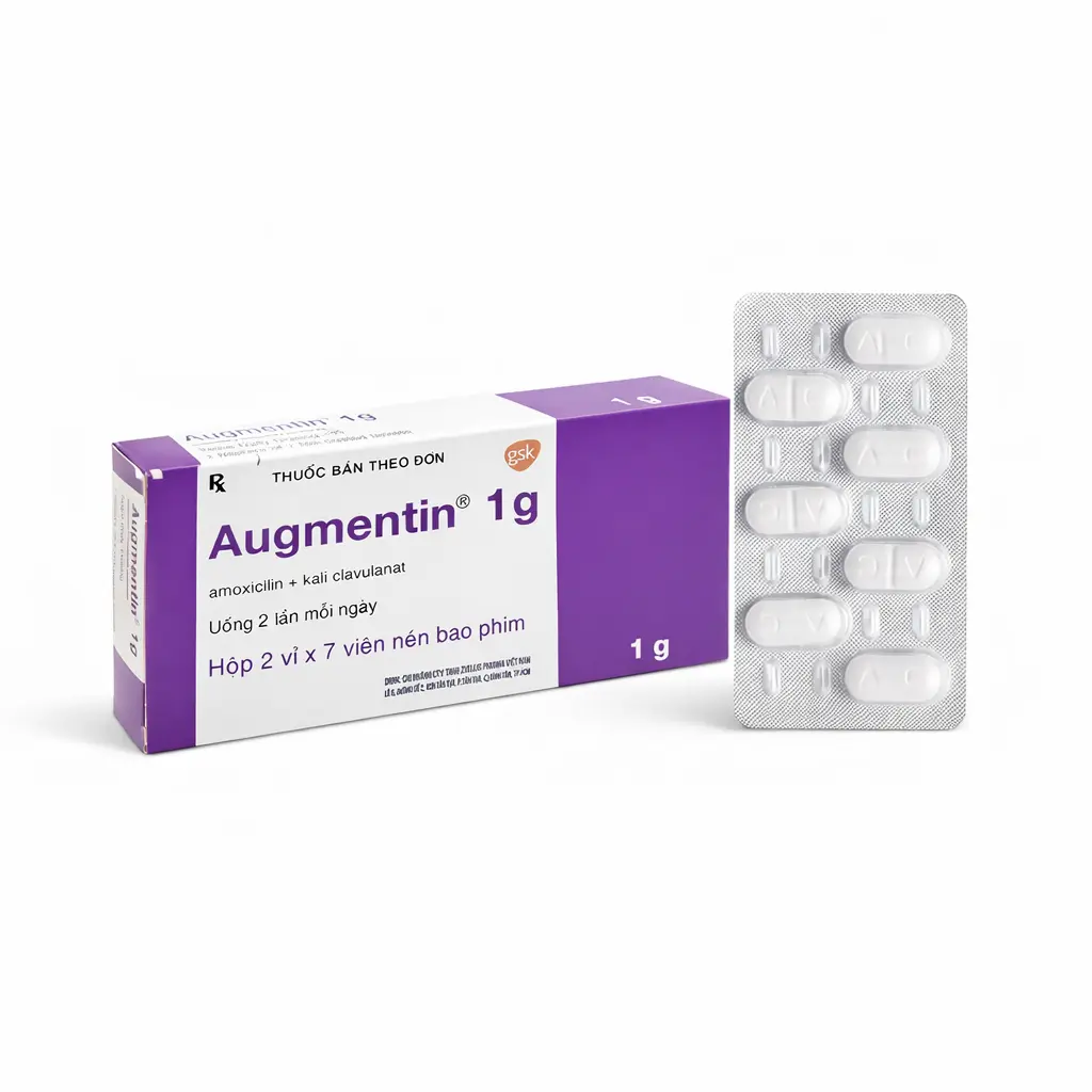 Augmentin 1g hộp 2 vỉ x 7 viên nén GSK