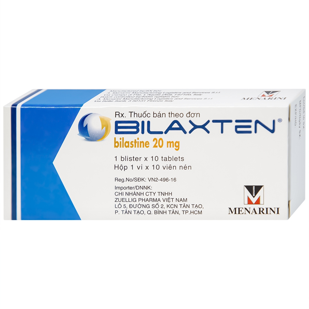 Bilaxten Bilastine 20mg hộp 1 vỉ x 10 viên nén Menarini