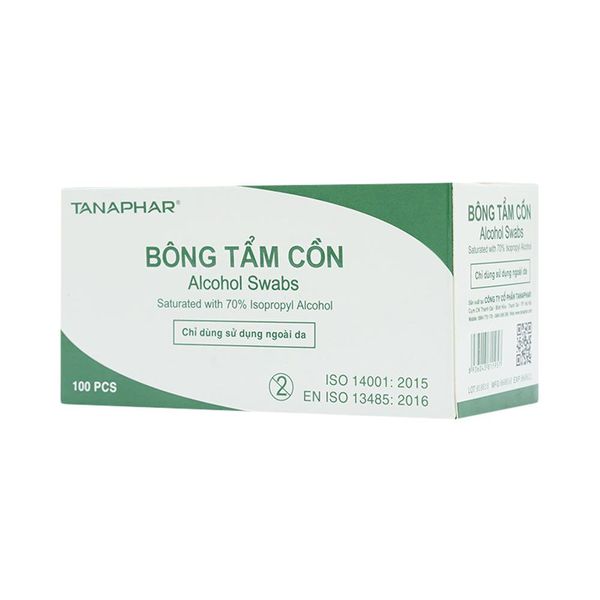 Bông tẩm cồn hộp 100 miếng Tân Á
