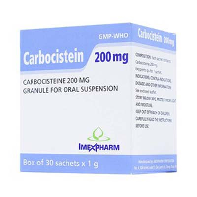 Carbocistein 200mg hộp 30 gói x1g Imexpharm