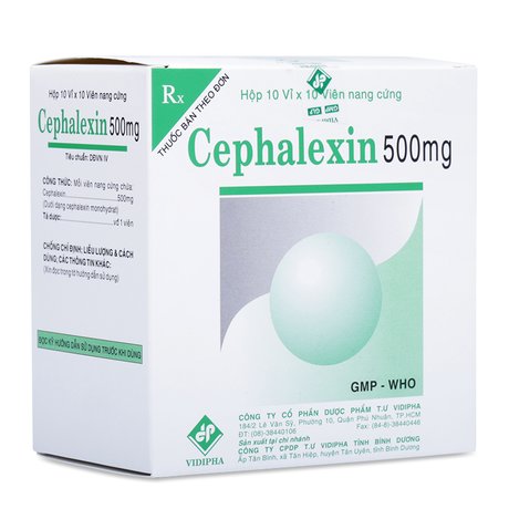 Cephalexin 500mg hộp 10 vỉ x 10 viên nang Vidipha