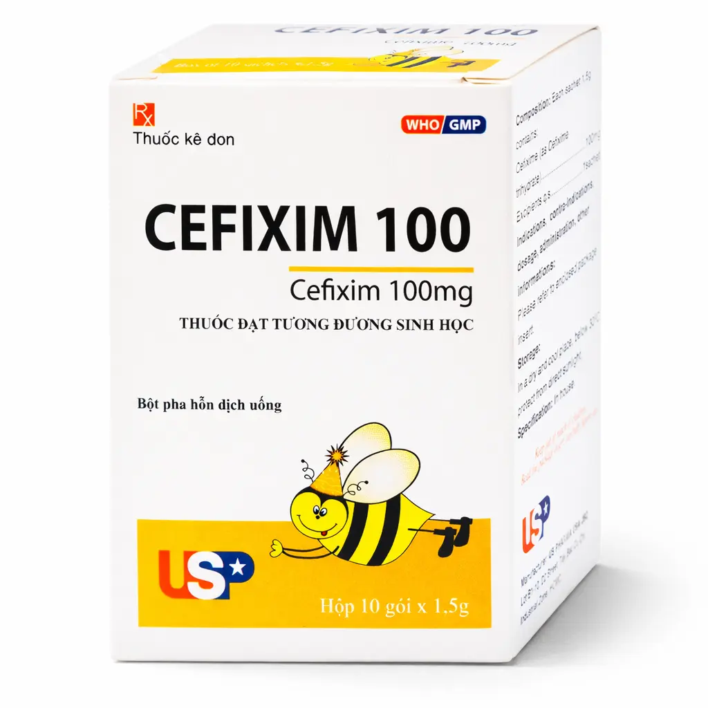 Cefixim 100mg Con Ong hộp 10 gói x1.5g USP