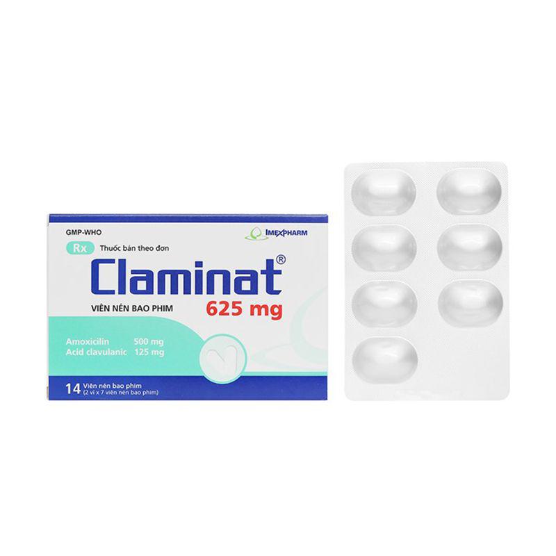 Claminat 625mg hộp 2 vỉ x 7 viên nén Imexpharm