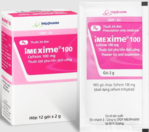 Imexime Cefixim 100mg hộp 12 gói x 2g Imexpharm