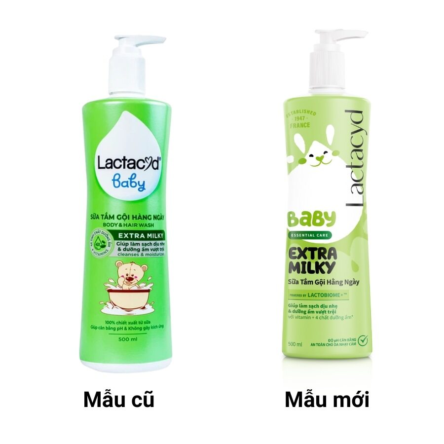 Lactacyd Milky for baby tắm gội hàng ngày lọ 500ml Sanofi