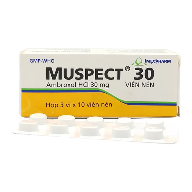 Muspect Ambroxol Hcl 30mg hộp 3 vỉ x 10 viên nén Imexpharm