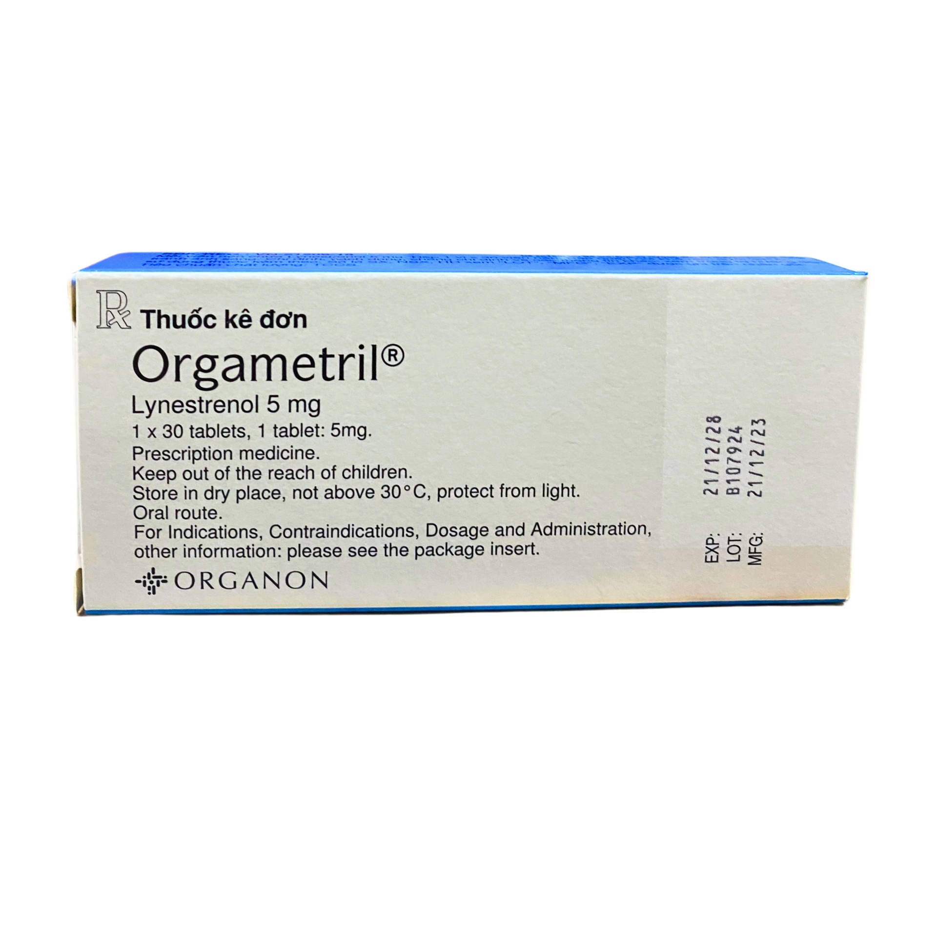 Orgametril Lynestrenol 5mg hộp 1 vỉ x 30 viên nén Organon