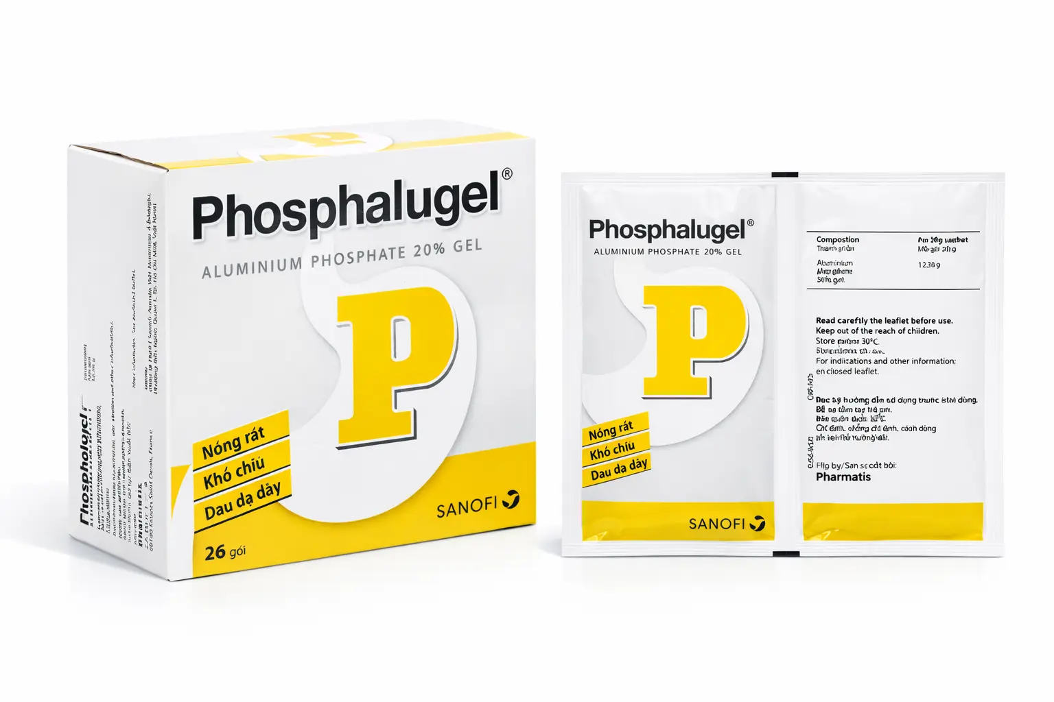 Phosphalugel Aluminium Phosphate 12.38g hộp 26 gói Sanofi