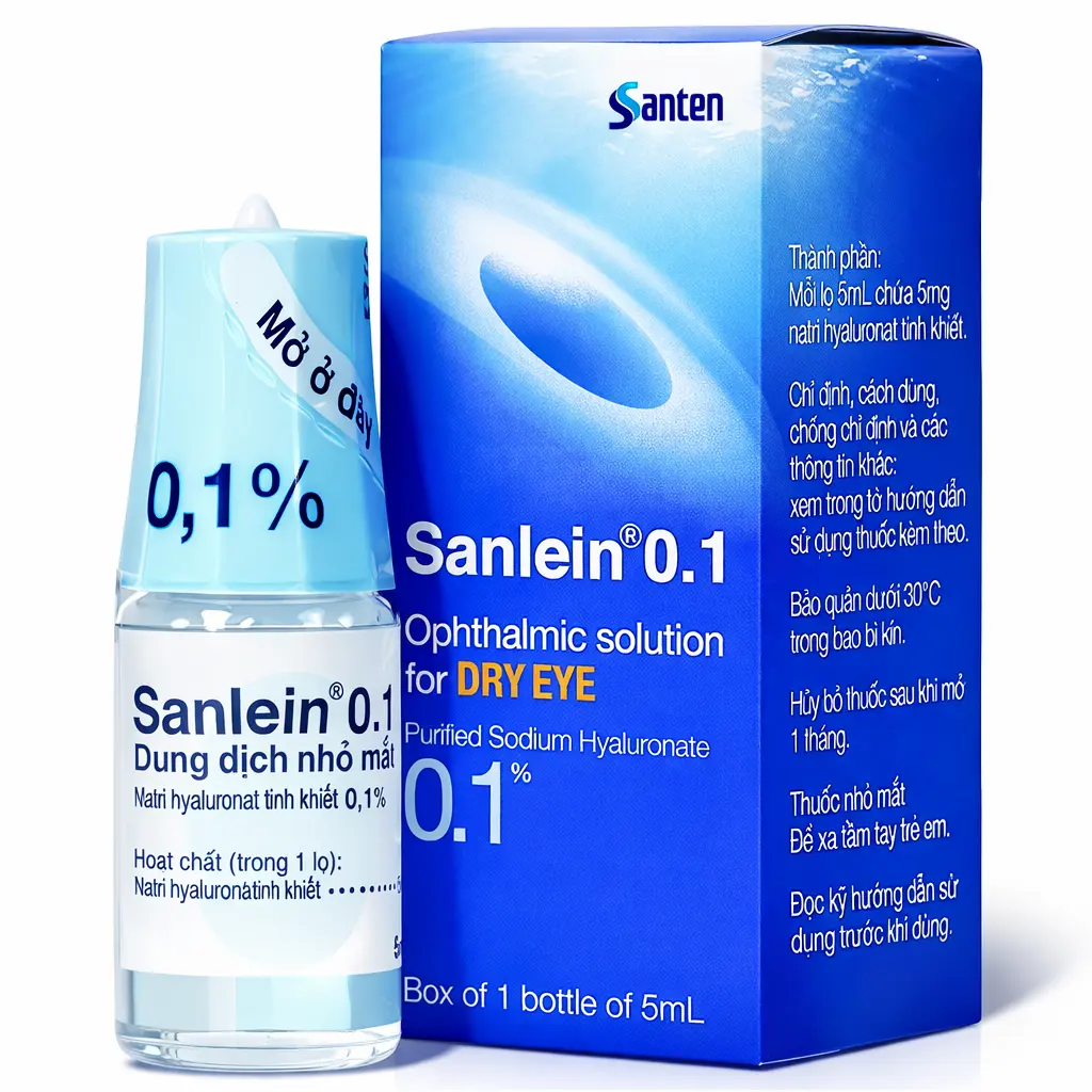 Sanlein 0.1% Natri hyaluronate 5mg lọ 5ml Santen Nhật Bản