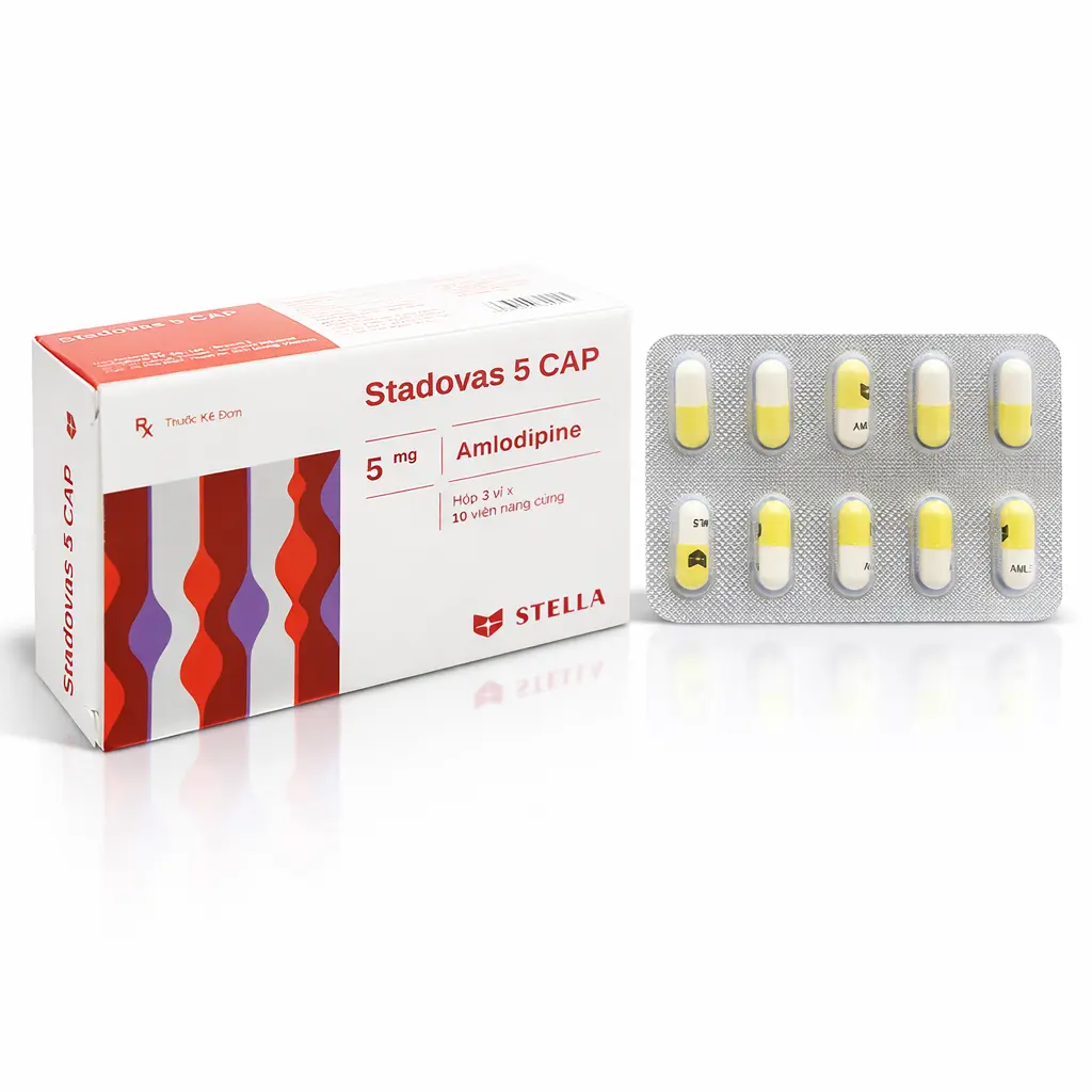 Stadovas 5 CAP Amlodipin 5mg hộp 3 vỉ x 10 viên nang Stella