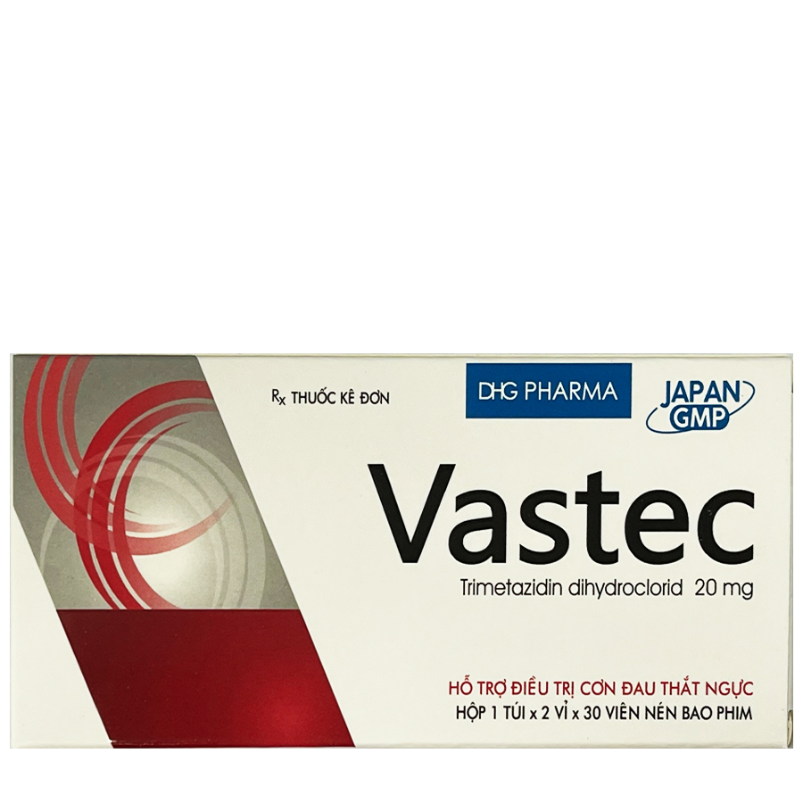 Vastec Trimetazidin dihydroclorid 20mg hộp 2 vỉ x 30 viên nén Hậu Giang