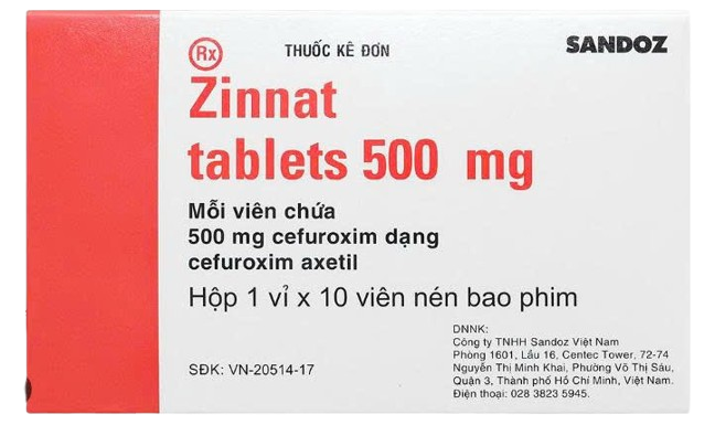 Zinnat Cefuroxime 500mg hộp 10 viên nén Sandoz