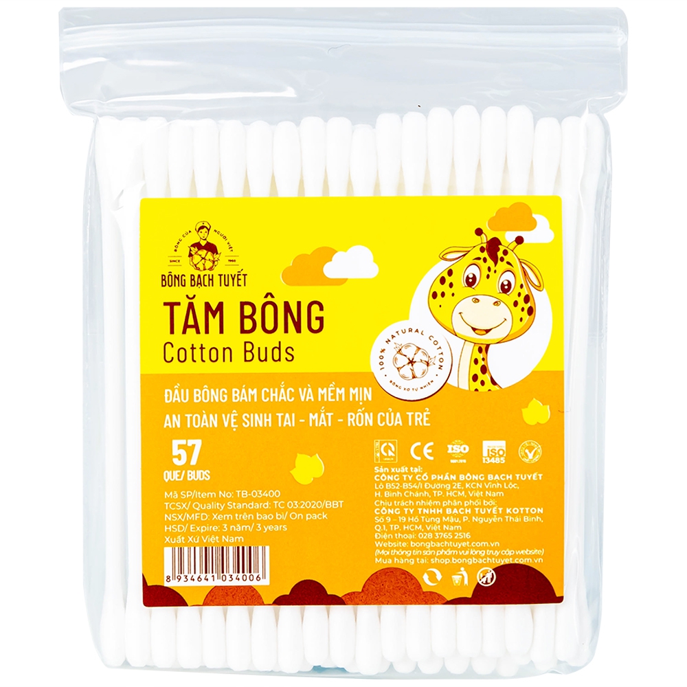 Tăm bông trẻ em bịch x 10 gói x 57 que Bông Bạch Tuyết