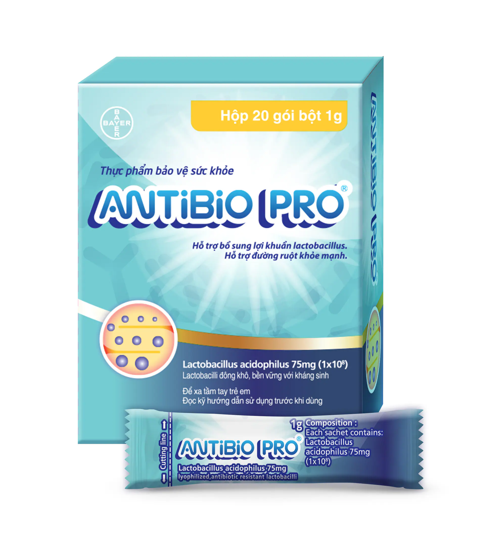 AntiBio Pro Lactobacillus acidophilus 75mg hộp 20 gói x 1g Hàn Quốc