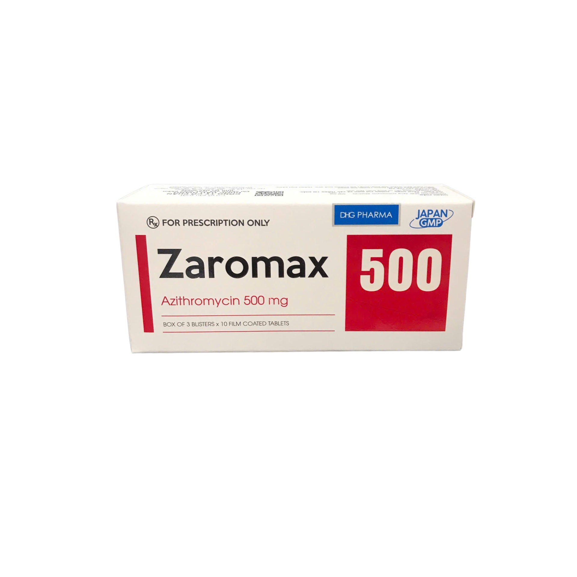 Zaromax Azithromycin 500mg hộp 3 vỉ x 10 viên nén Hậu Giang (Mẫu mới)
