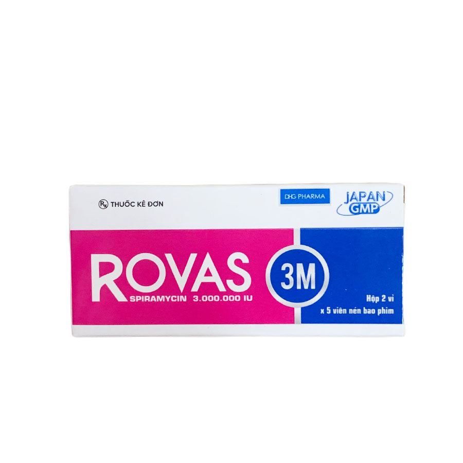 Rovas spiramycin 3000000 iu hộp 2 vỉ x 5 viên nén DHG