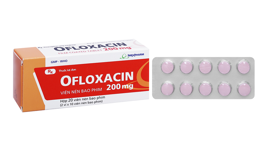 Ofloxacin 200mg hộp 2 vỉ x 10 viên nén Imexpharm