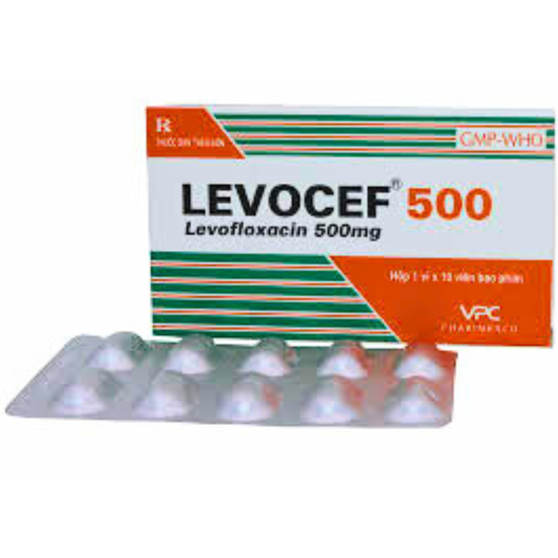 Levocef 500 Levofloxacin 500mg hộp 1 vỉ x 10 viên nén Cửu Long
