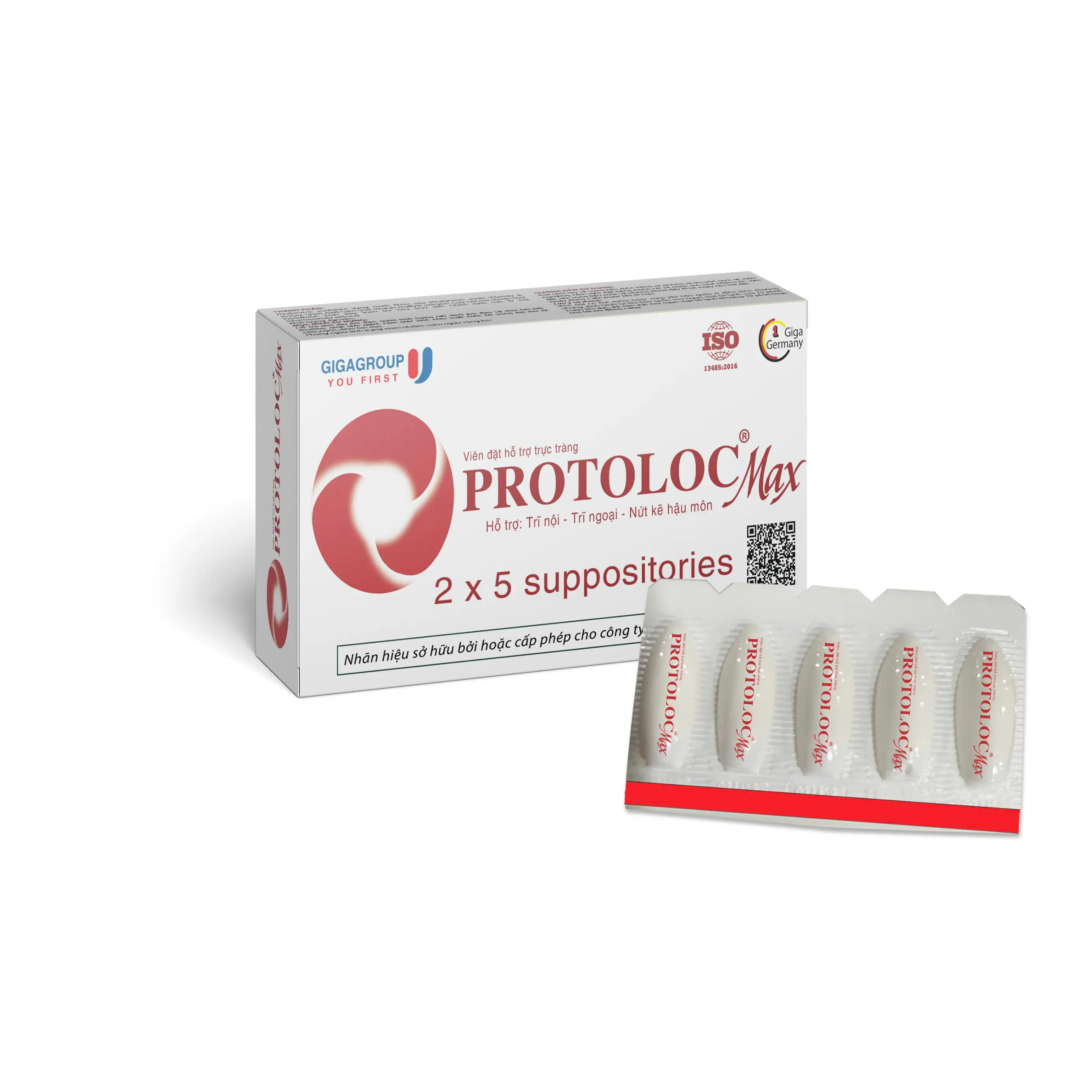 Protoloc Max đặt trĩ hộp 2 vỉ x 5 viên đặt Giga Đức