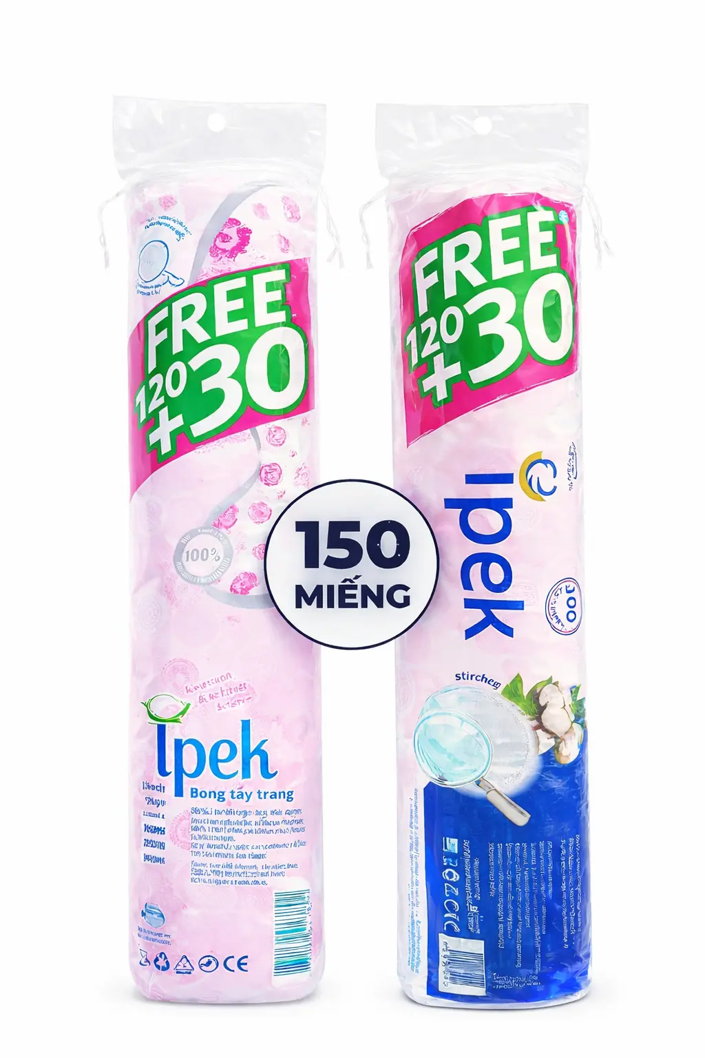 Bông tẩy trang gói 120 + 30 miếng Ipek Turkey
