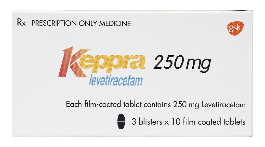 Keppra 250mg levetiracetam hộp 3 vỉ x 10 viên nén bao phim GSK