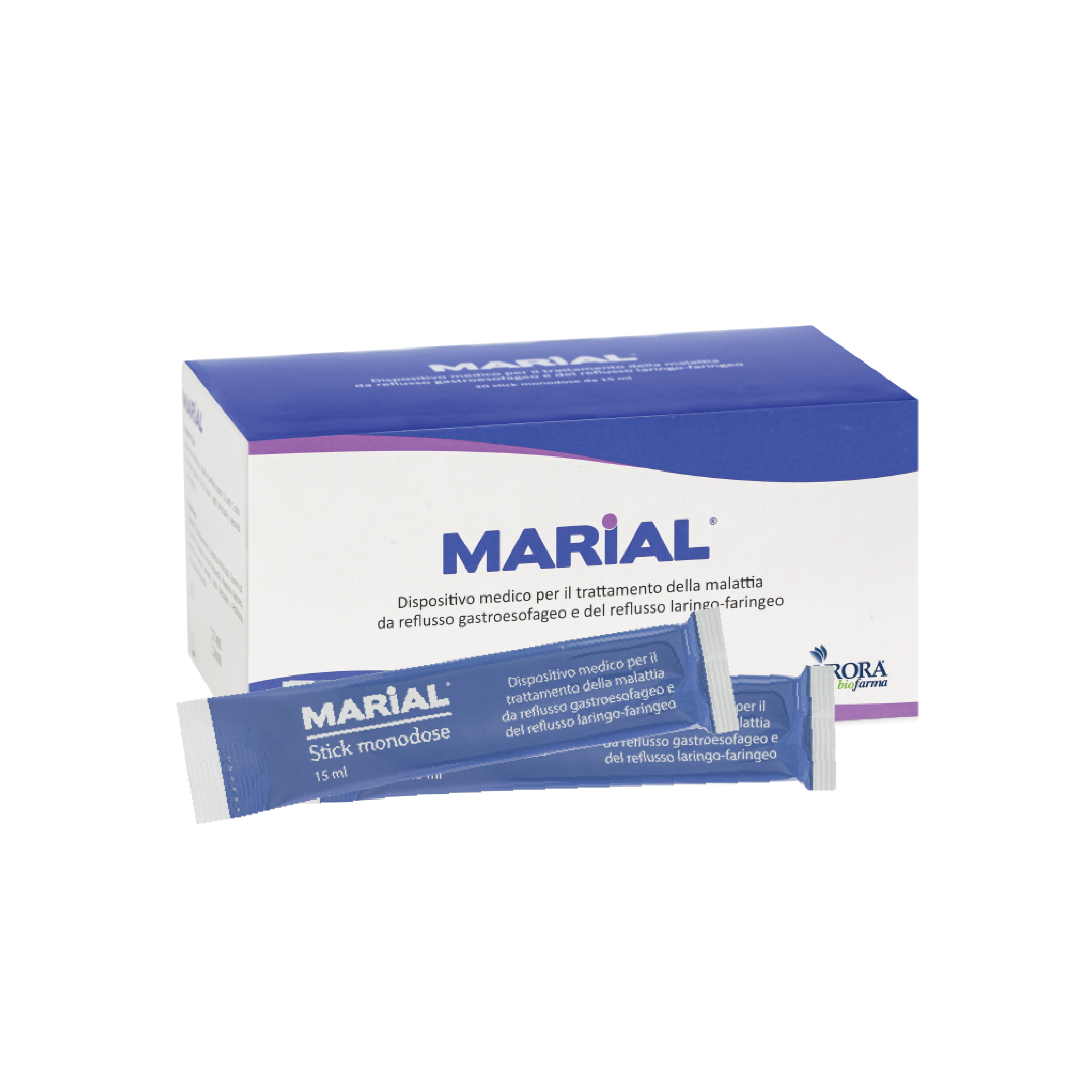 Marial Gel chống trào ngược dạ dày thực quản, họng - thanh quản hộp 20 gói x 15ml Italy