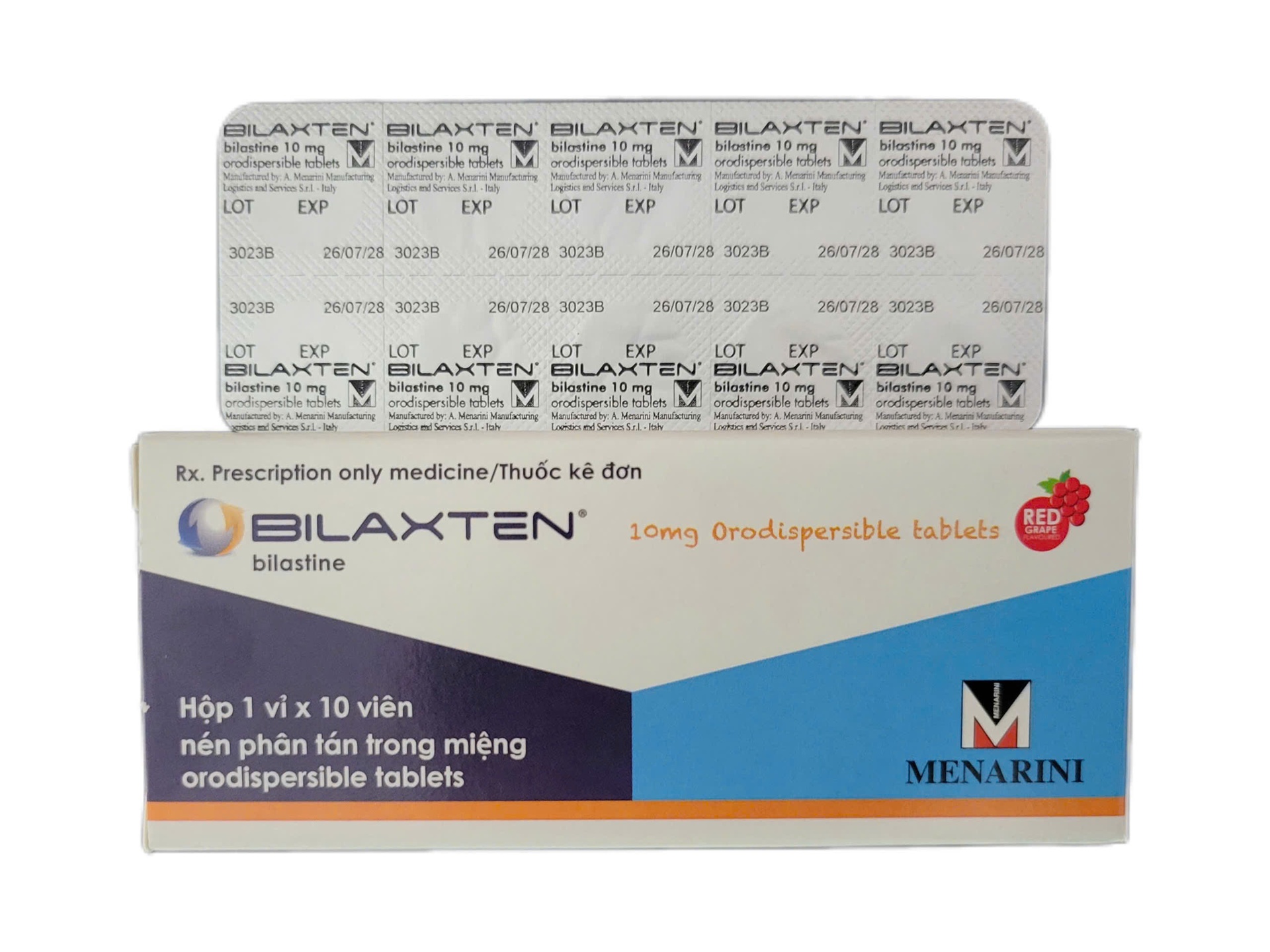 Bilaxten Bilastine 10mg hộp 1 vỉ x 10 viên nén Menarini
