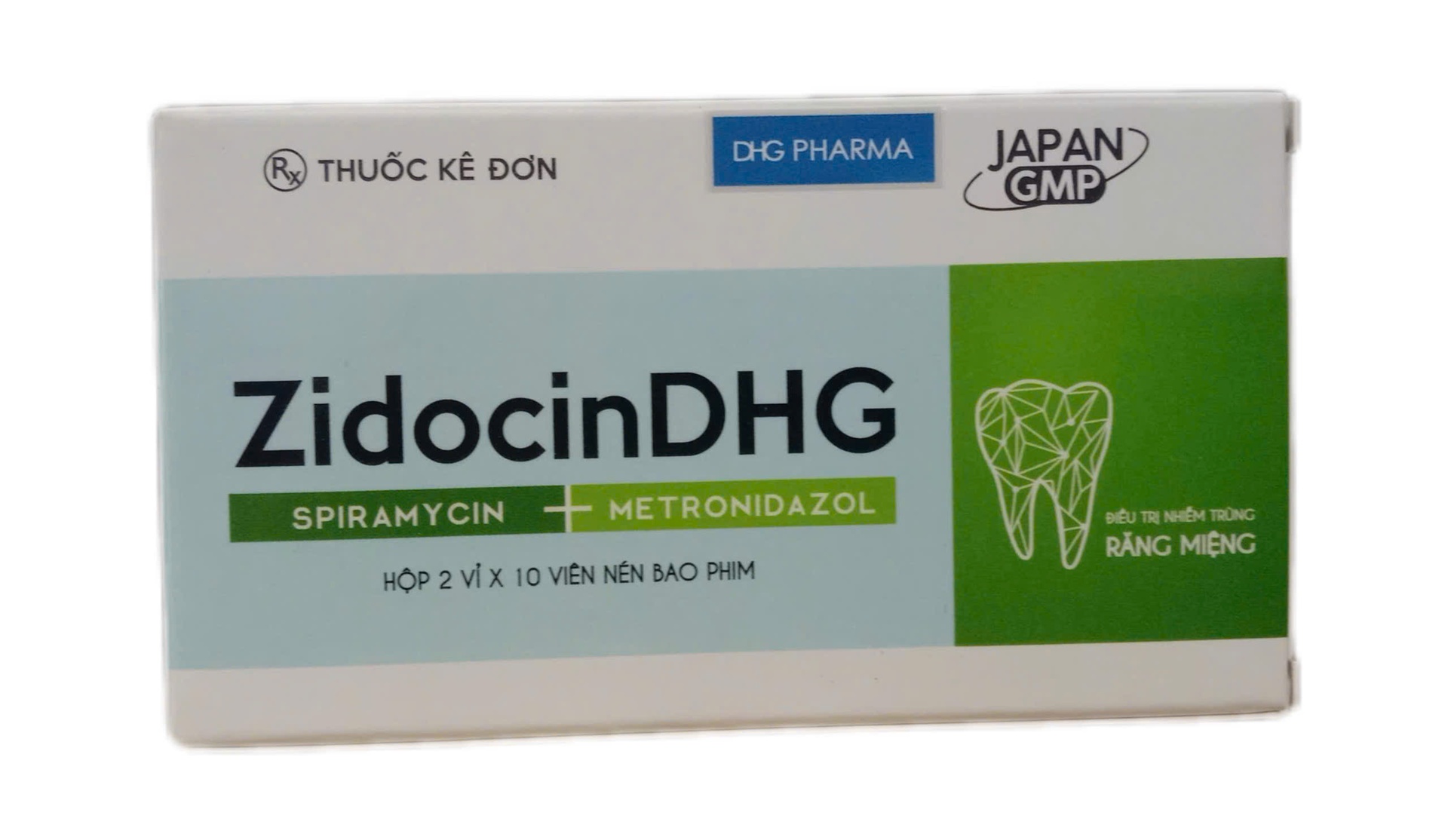 ZidocinDHG Spiramycin/Metronidazol hộp 2 vỉ x 10 viên nén Hậu Giang