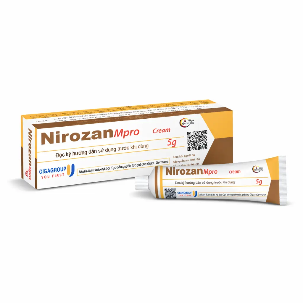 Nirozan Mpro cream bôi nấm ngoài da, lang ben tuýp 10g Giga Đức