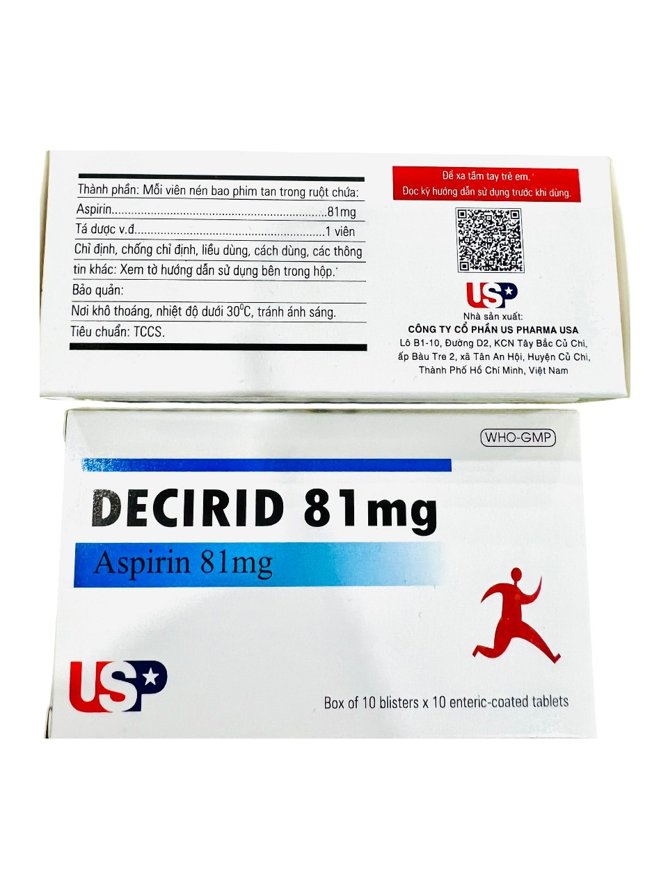 Decirid 81mg Aspirin 81mg hộp 10 vỉ x 10 viên nén USP