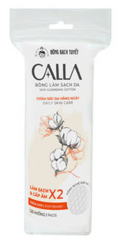 Bông tẩy trang làm sạch da Calla tròn mịn gói 120 miếng Bạch Tuyết