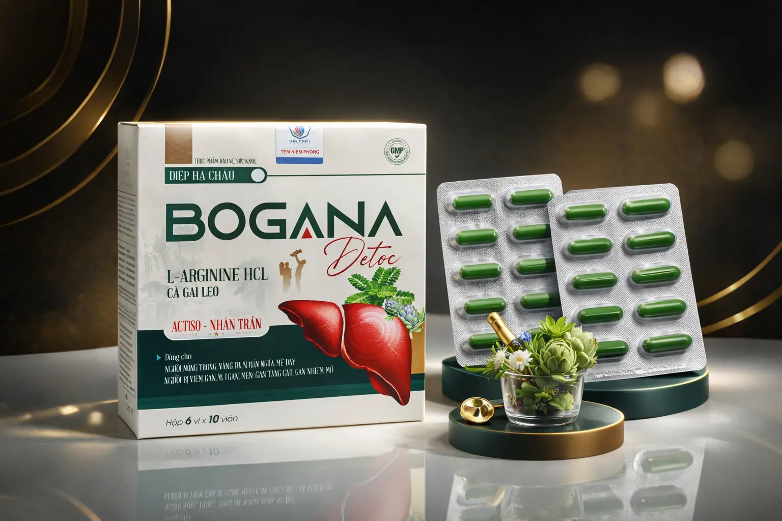 Bogana Detox L-Arginine 200mg bổ gan hộp 6 vỉ x 10 viên nang Gia Phát